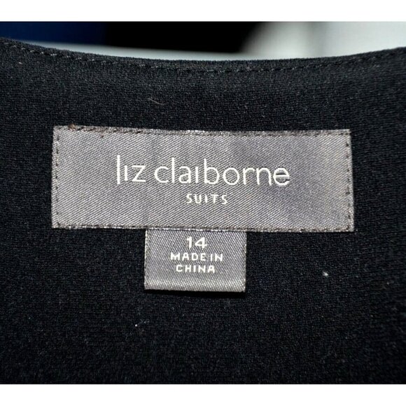 Liz Claiborne Ladies 14 Black Single Button Blazer Jacket Cropped Career Office - Picture 8 of 10